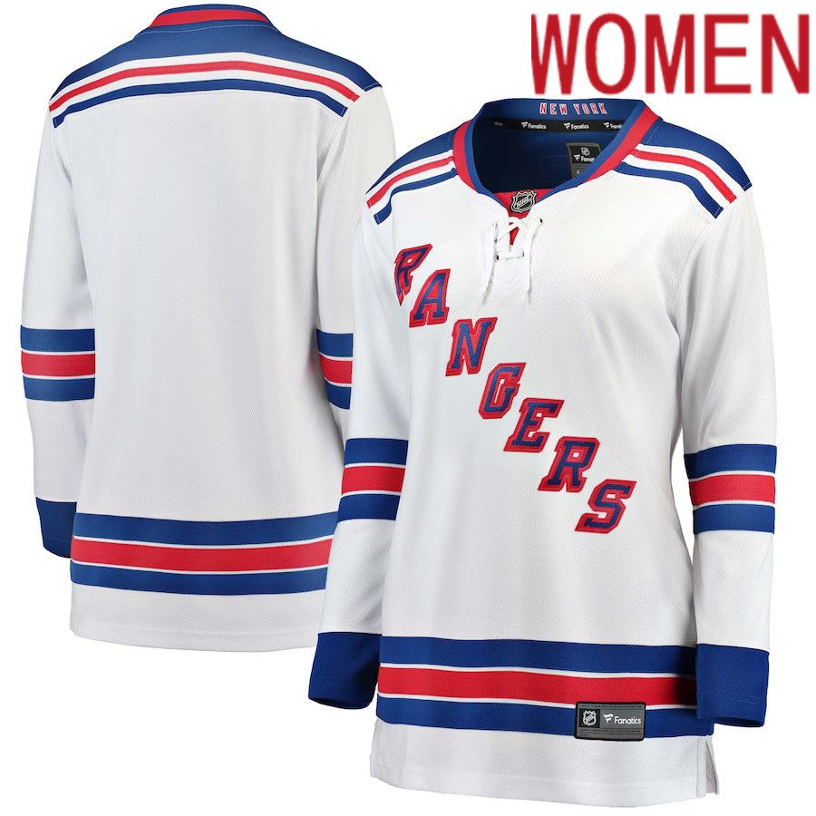 Women New York Rangers Fanatics Branded White Away Breakaway NHL Jersey->women nhl jersey->Women Jersey